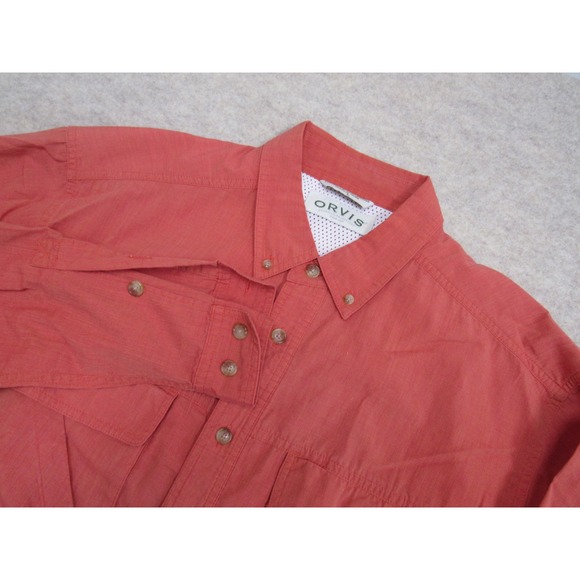 Orvis Other - Orvis Mens Salmon Orange Long Sleeve Ventilated Fishing Shirt Large Roll Tab